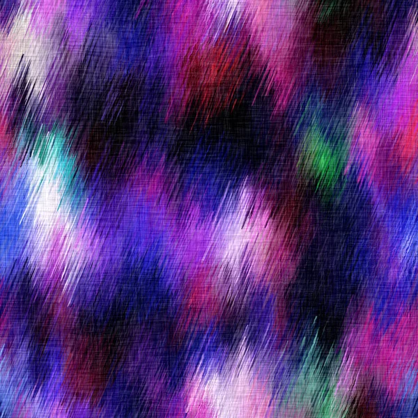 Suddig regnbåge akvarell vävd linne konsistens bakgrund. Grunge bekymrad slips färgämne melange sömlös mönster. Variegerad ljus ombre glitch tyg effekt över hela tryck. — Stockfoto