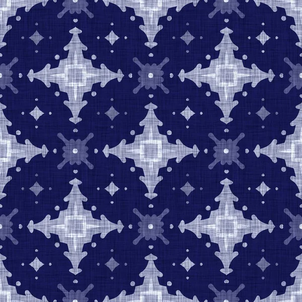 Płynna konsystencja indygo damask. Granatowy niebieski tkane ozdobne bawełny farbowane tło efekt. Japończycy stawiają opór Batikowi. azjatycka fuzja na tekstylnej rozmytej tkaninie. — Zdjęcie stockowe