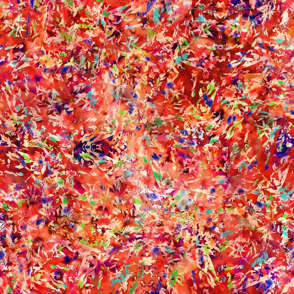 Suddig röd målerisk akvarell blommig collage konsistens bakgrund. Grunge bekymrad slips färgämne blomma melange sömlös mönster. Variegerad ljus ombre glitch effekt över hela tryck. — Stockfoto