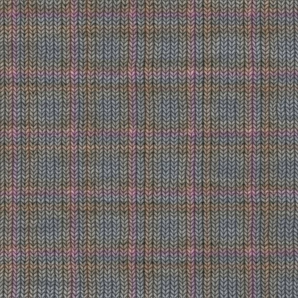 Knit wool plaid background pattern. Traditional warm checkered handmade stitch texture effect. Seamless masculine tweed effect fabric. Melange winter tartan all over print. — Stock Photo, Image