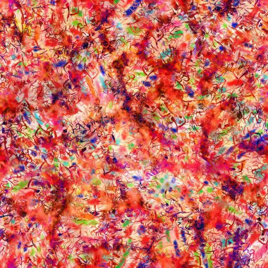 Bulanık kırmızı boyalı suluboya çiçek desenli kolaj arka planı. Grunge kravatlı, boyalı, çiçekli, pürüzsüz desenli. Yazdırma üzerinde değişken parlak ombre arıza efekti.