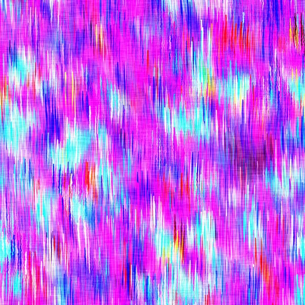 Blurry rainbow watercolor woven linen texture background. Grunge distressed tie dye melange seamless pattern. Variegated bright ombre glitch fabric effect all over print. — Stock Photo, Image