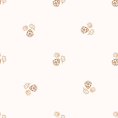 Kusursuz arka plan uğur böceği cinsiyeti nötr desen. Tuhaf asgari 2 tonluk toprak rengi. Çocuk odası duvar kâğıdı ya da boho karikatür böcek modası her yerde.. 