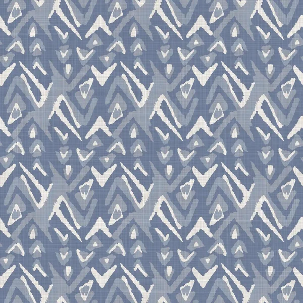 Seamless french farmhouse linen summer block print background. Provence blue gray linen rustic pattern texture. Shabby chic style old woven flax blur. Textile all over print. — Stock Photo, Image