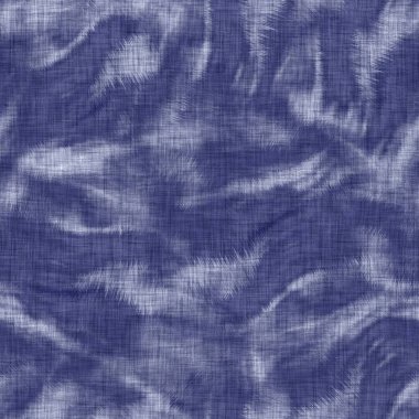 Kusursuz çivit benekli doku. Mavi örülmüş boro pamuk boyalı efekt arka planı. Japonlar batik direncini tekrarlıyor. Sıkıntılı kravat boyası beyazlatıcı. Asya füzyon izin veren kimono tekstili. Giysi izi.