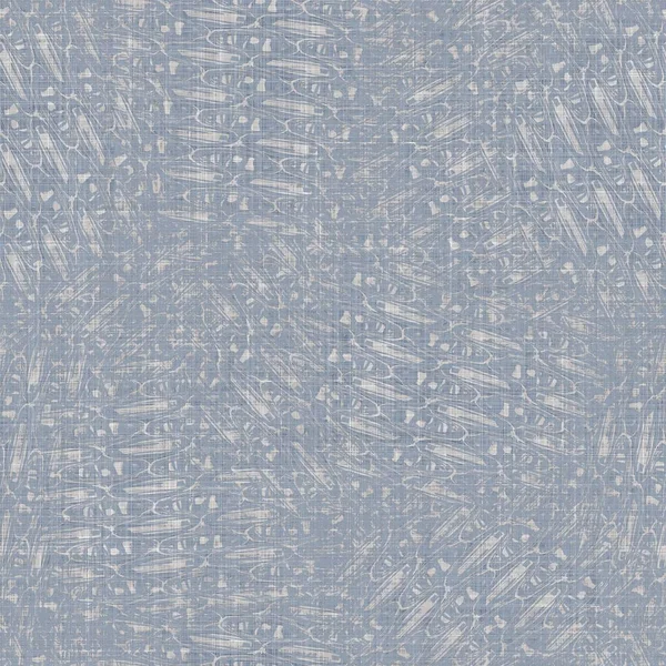 Naadloze franse boerderij linnen gevlekte print achtergrond. Provence blauw grijs linnen rustiek patroon textuur. Shabby chique stijl gedragen geweven vlas textiel helemaal over print. — Stockfoto