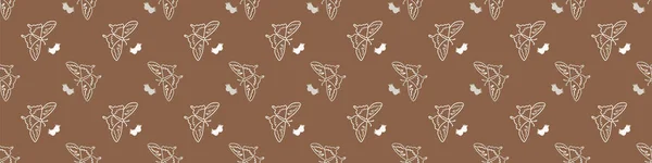 Fond sans couture papillon insecte genre neutre modèle de bordure de bébé. Simple fantaisiste minimal terreux couleur 2 tons. Enfants pépinière faune rhopalocera bordure garniture de mode. — Image vectorielle