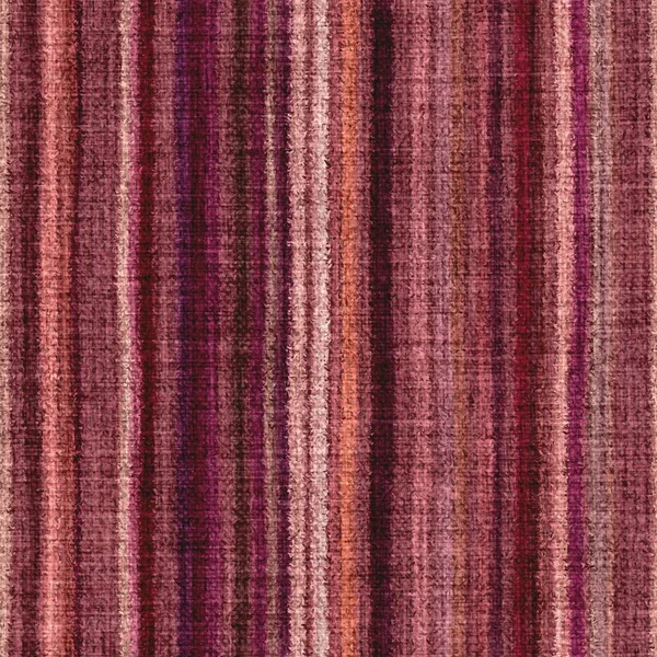 Variegated multicolor vertical tapestry stripe woven texture. Space dyed watercolor effect knit striped background. Fuzzy thin grungy textile material. Tufted boucle carpet rug fabric effect. — Stock Photo, Image