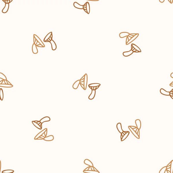 Nahtlose Hintergrund fliegen Agaric Pilz geschlechtsneutrale Muster. Skurrile minimale erdige 2-Ton-Farbe. Kinderstube Tapete oder Boho Cartoon Pilze Mode auf der ganzen drucken. — Stockvektor