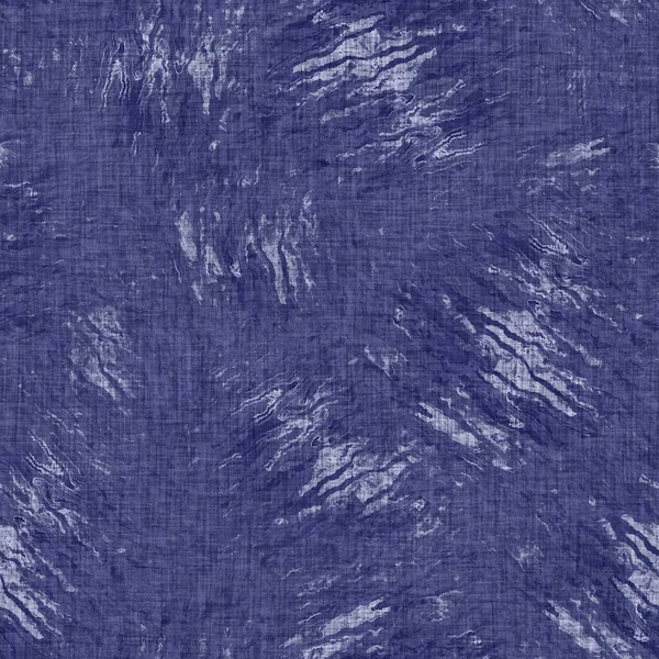 Naadloze indigo gevlekte textuur. Blauw geweven boro katoen geverfd effect achtergrond. Japanse herhaal batik weerstandspatroon. Vervloekt bindmiddel. Aziatische fusie allover kimono textiel. Bedrukte weefsels — Stockfoto