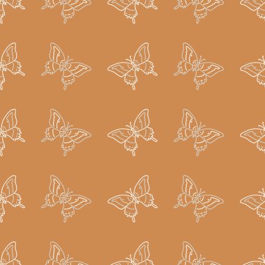 Kusursuz arka plan, kelebek kuyruğu yutuyor cinsiyet ayrımı yok. Tuhaf asgari 2 tonluk toprak rengi. Çocuk odası duvar kâğıdı ya da boho karikatür böcek modası her yerde..