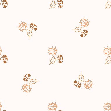 Kusursuz arka plan uğur böceği cinsiyeti nötr desen. Tuhaf asgari 2 tonluk toprak rengi. Çocuk odası duvar kâğıdı ya da boho karikatür böcek modası her yerde.. 