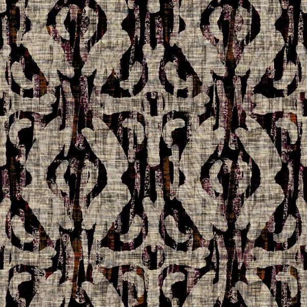 Sans couture moderne sépia camo impression texture arrière-plan. Porté tissu textile motif peau de camouflage marbré. Grunge brut lin flou partout imprimer — Photo