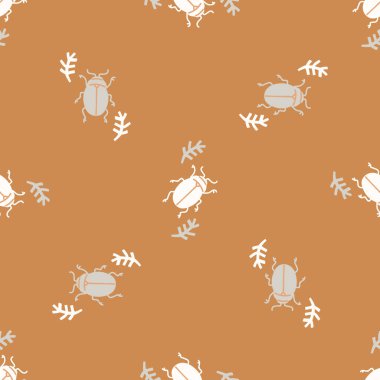 Kusursuz arka plan böceği cinsiyet ayrımı yok. Tuhaf asgari 2 tonluk toprak rengi. Çocuk odası duvar kâğıdı ya da boho çizgi film böceği modası..