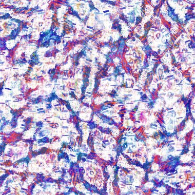 Kusursuz yaz boho 'su parmak izini sildi. Grunge hafif suluboya kolaj dokusu arka planı. Plaj desenli tekstil kumaşı. Boya mavisi, pastel, bulanık, püre, her yerde arıza var. 