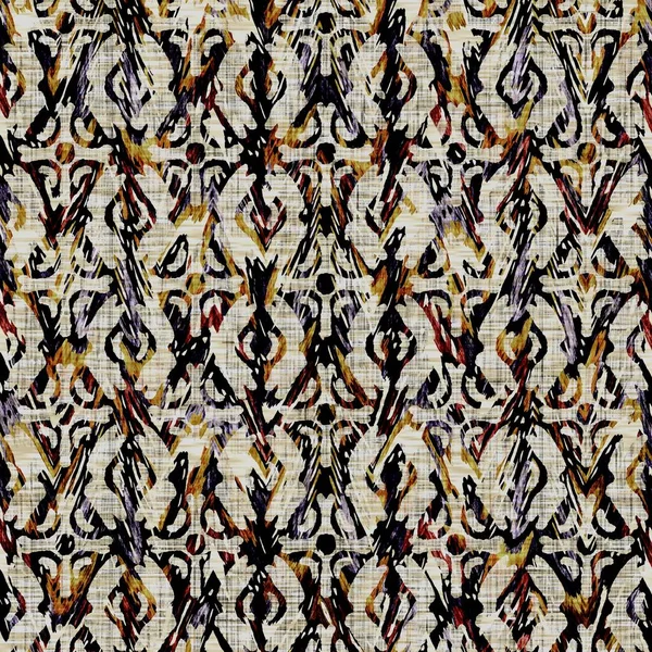 Sans couture moderne sépia camo impression texture arrière-plan. Porté tissu textile motif peau de camouflage marbré. Grunge brut lin flou partout imprimer — Photo