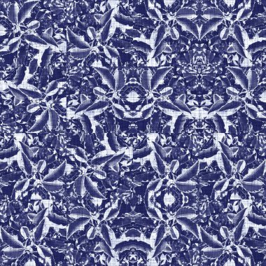 Kusursuz çivit mavisi dokusu. Donanma mavisi işlemeli pamuk boyalı efekt arka planı. Japonlar batik direncini tekrarlıyor. Kumaşın her yerinde Asya füzyonu var..