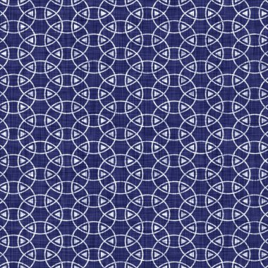 Kusursuz çivit geometrik doku. Donanma mavisi, jeo biçimli pamuk boyalı efekt arka planı. Japonlar soyut motif kalıplarına direniyor. Kumaşın her yerinde Asya füzyonu var..