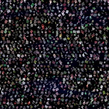 Kare konfeti parti dokusu arka planı. Sihirli kare renkli, noktasız desen. Çok renkli, ışıltılı, çeşitli renkte serpiştirilmiş. Yazının her yerinde neşeli bulanıklık efekti. 