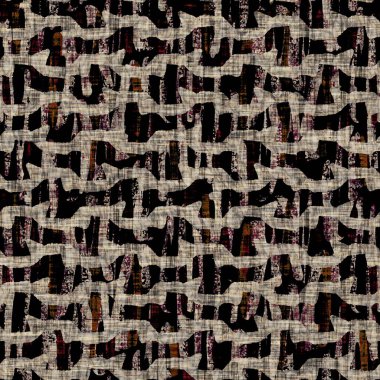 Kusursuz sepia grunge çizgili iz dokusu arka planı. Benekli, doğrusal çizgili, tekstil kumaş. Hırıltılı, bulanık çarşaflar her yerde. 