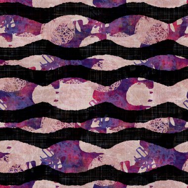 Kusursuz koyu renkli blok çizgili arka plan. Boho etnik yumuşak döşeme kumaşı tarzı. Boyayla boyanmış dekoratif desenli tekstil. Boyalı bulanık çizgili raster jpg kumaş örneği her yerde..