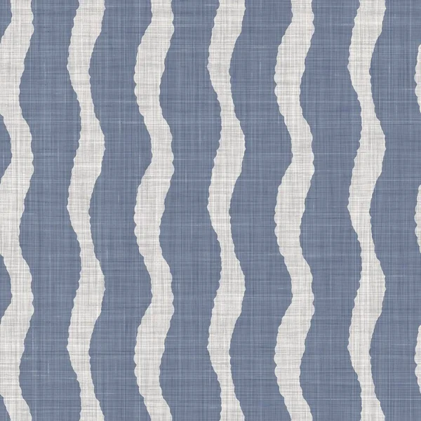 Seamless francês fazenda tecido de linho stripe textura. Ecru linho azul fibra de cânhamo. Fundo de padrão natural. Tecido orgânico para material de toalha de cozinha. Pinstripe material allover impressão — Fotografia de Stock