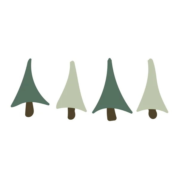 Mignon dessin animé conifères arbre genre neutre linéaire vecteur illustration. Sticker forêt de sapins simple clipart. Enfants sapin de Noël dessiné à la main pin simple. — Image vectorielle