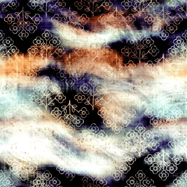 Grunge sfocato lavato fuori cravatta tintura sfondo texture. ondulato moto irregolare modello ondulato senza soluzione di continuità. Grunge distorto effetto caos inchiostro. Stampato vecchio e usurato angosciato su tutta la stampa — Foto Stock