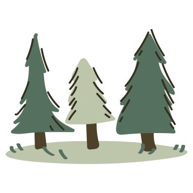 Şirin kozalaklı kozalaklı kozalak ağacı nötr doğrusal çizim çizimi. Basit bir köknar ağacı çıkartması parçası. Çocuklar Noel ağacı elleri basit çam ağacını çizer. 