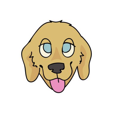 Tatlı çizgi film Golden Retriever Köpek Yüzlü Vektör Clipart. Köpek sevenler için soylu köpek kulübesi. Evcil hayvan salonu illüstrasyon maskotu için safkan evcil köpek yavrusu. İzole köpek kabarıklığı. EPS 10. 