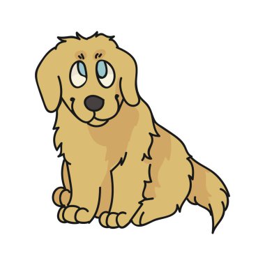 Tatlı çizgi film Golden Retriever Yavru Köpek Yarışması. Köpek sevenler için soylu köpek kulübesi. Evcil hayvan salonu illüstrasyon maskotu için safkan evcil köpek yavrusu. İzole köpek kabarıklığı. EPS 10. 
