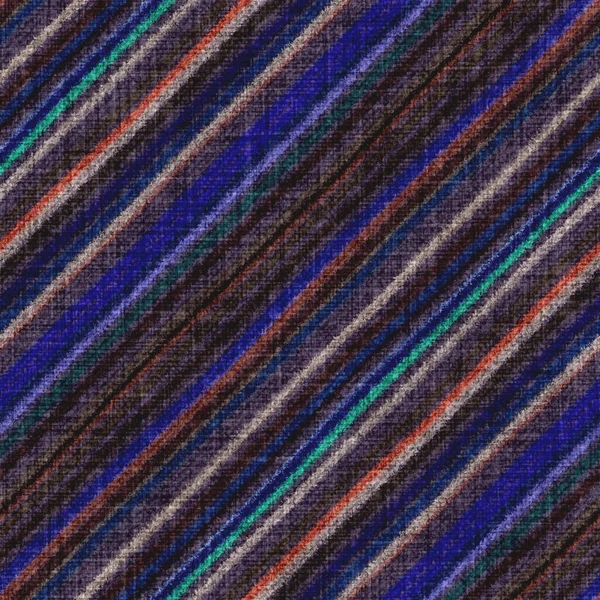 Variegated multicolor diagonal tapestry stripe woven texture. Space dyed watercolor effect knit striped background. Fuzzy thin grungy textile material. Tufted boucle carpet rug fabric effect. — Stock Photo, Image