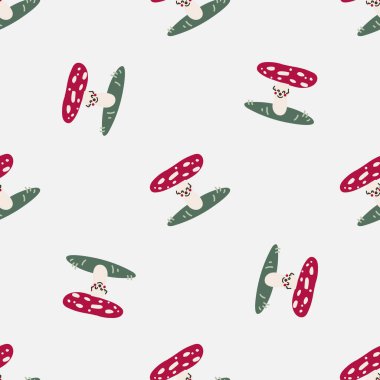 Şirin cinsiyet olarak nötr mantarlı kawaii yüz vektör desenli. Mantarlar agarik ev dekorasyonu çizgi film mantarı uçurur. Kusursuz boho zehirli mikoloji her yerde parmak izi. 