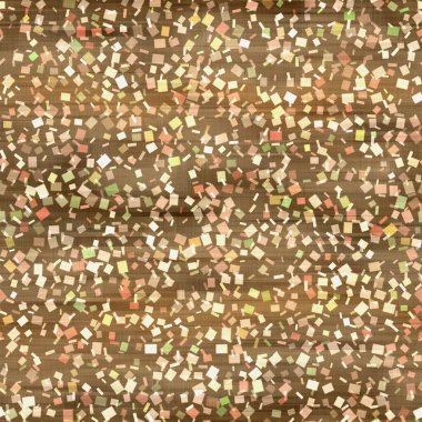 Kare konfeti parti dokusu arka planı. Sihirli kare renkli, noktasız desen. Çok renkli, ışıltılı, çeşitli renkte serpiştirilmiş. Yazının her yerinde neşeli bulanıklık efekti. 