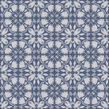 Kusursuz Fransız çiftlik evi kumaş desenli. Provence mavi beyaz dokuma dokusu. Kalitesiz şık dekoratif kumaş arka planı. Her yerde tekstil kırsalı var.