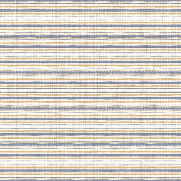 Бесшовная французская сине-желтая текстура в стиле фармхауса. Ткань льняная ткань рисунок фона. Полосатая ткань крупным планом для кухонного полотенца. Полосатое волокно для пикника скатерть — стоковое фото