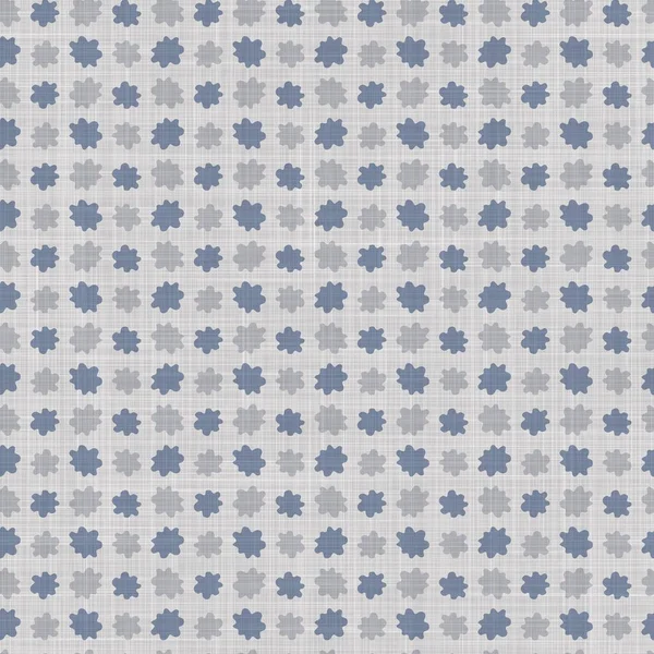 Απρόσκοπτη γαλλική αγροικία λινό τυπωμένο floral damask φόντο. Προβηγκία μπλε γκρι λινό μοτίβο υφή. Shabby κομψό στυλ υφαντά θολό φόντο. Ρουστίκ ύφασμα σε όλη την εκτύπωση — Φωτογραφία Αρχείου