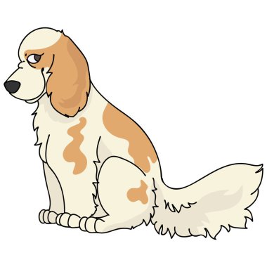 Tatlı çizgi film cocker spaniel oturan köpek vektör clipart. Köpek kulübümüz için soylu köpek yavrusu. Evcil hayvan salonu illüstrasyon maskotu için safkan evcil köpek yavrusu eğitimi. İzole köpek..
