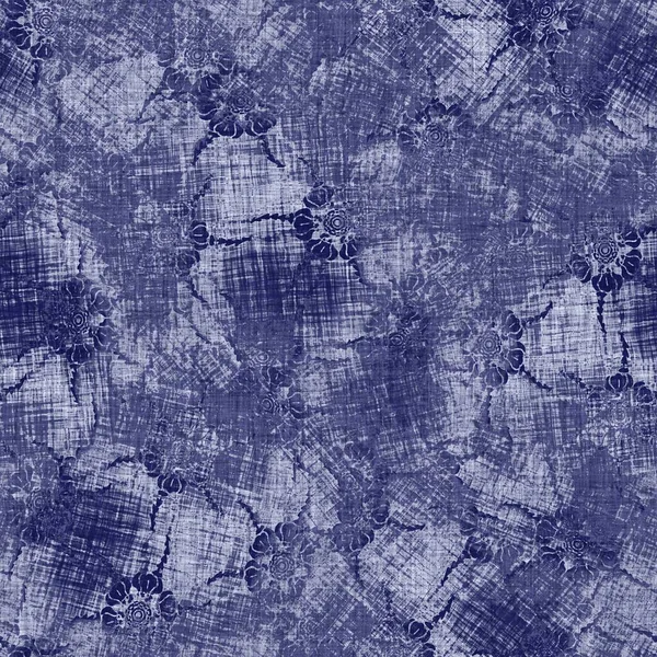 Χωρίς ραφές, πλενόμενη ριγέ υφή. Μπλε υφαντό boro λινό βαμβάκι βαμμένα εφέ φόντο. Ιαπωνική επανάληψη μπατίκ αντίσταση μοτίβο. Ασιατικό ριγέ σε όλο το ύφασμα εκτύπωσης. — Φωτογραφία Αρχείου