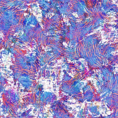 Kusursuz yaz boho 'su parmak izini sildi. Grunge hafif suluboya kolaj dokusu arka planı. Plaj desenli tekstil kumaşı. Boya mavisi, pastel, bulanık, püre, her yerde arıza var. 