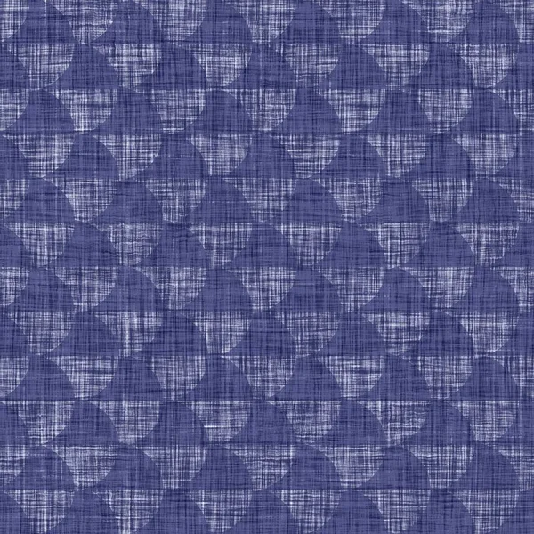 Sömlös indigogeometrisk struktur. Marinblå vävd geo form bomull färgad effekt bakgrund. Japansk upprepad batik motstår abstrakt motivmönster. Asiatisk fusion över textila suddiga tygtryck. — Stockfoto