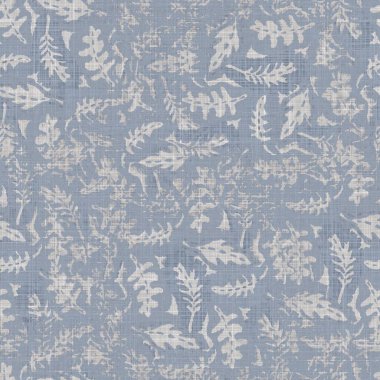 Kusursuz bir Fransız çiftlik evi çarşafı. Üzerinde parmak izi var. Provence mavi gri keten kırsal desen dokusu. Dandik şık stil örülmüş keten kumaş, her yerde parmak izi var..