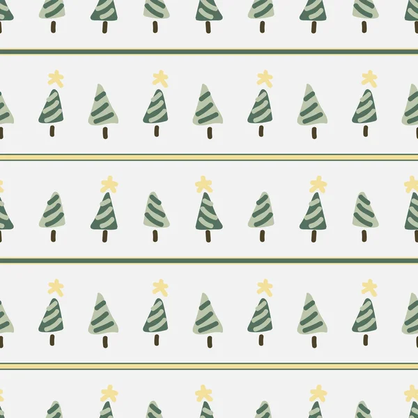 可爱的中性圣诞节树无缝矢量模式。针叶树居家装饰卡通画假日林地.常青冷杉遍地都是. — 图库矢量图片