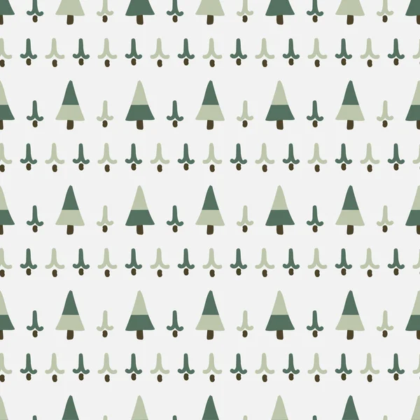 Cute gender neutral pine tree seamless vector pattern. Conifer christmas tree home decor cartoon holiday woodland. Evergree fir all over print. — Stock Vector