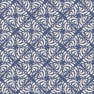 Kusursuz Fransız çiftlik evi kumaş desenli. Provence mavi beyaz dokuma dokusu. Kalitesiz şık dekoratif kumaş arka planı. Her yerde tekstil kırsalı var.