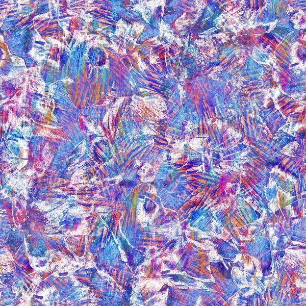 Kusursuz yaz boho 'su parmak izini sildi. Grunge hafif suluboya kolaj dokusu arka planı. Plaj desenli tekstil kumaşı. Boya mavisi, pastel, bulanık, püre, her yerde arıza var. 