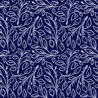 İndigo mavi yaprak bloğu boyanmış keten desenli arka plan. Kusursuz örülmüş Japonlar batik kumaş örneklerini tekrarlıyorlar. Çiçek yaprakları organik bulanık blok izi. Tüm tekstil için dekoratif kumaş..