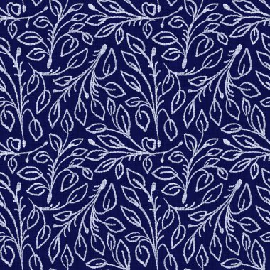 İndigo mavi yaprak bloğu boyanmış keten desenli arka plan. Kusursuz örülmüş Japonlar batik kumaş örneklerini tekrarlıyorlar. Çiçek yaprakları organik bulanık blok izi. Tüm tekstil için dekoratif kumaş..