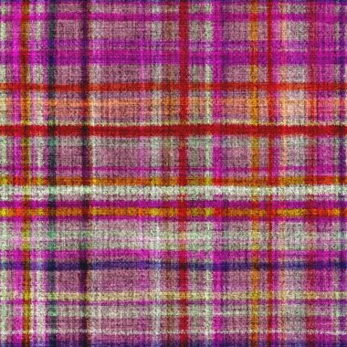 Değişik renkli goblen kumaş, ekoseli kumaş. Uzay boyalı suluboya efekt örgü kontrol arkaplanı. Tüylü, ince, pasaklı tekstil malzemesi. Yumru halı kumaş efekti..