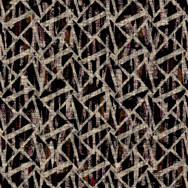Naadloze sepia grunge geometrische print textuur achtergrond. Stofpatroon textiel met stress. Grunge ruwe wazig geo linnen over alle afdrukken — Stockfoto